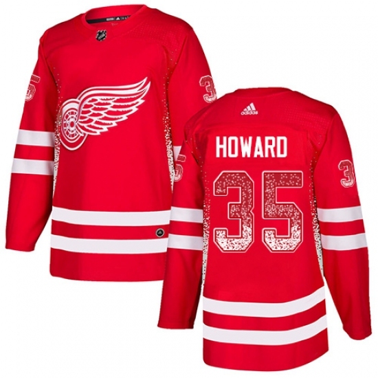 Men's Adidas Detroit Red Wings #35 Jimmy Howard Authentic Red Drift Fashion NHL Jersey Men's Adidas Detroit Red Wings #35 Jimmy Howard Authentic Red Drift Fashion NHL Jersey