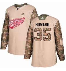 Youth Adidas Detroit Red Wings #35 Jimmy Howard Authentic Camo Veterans Day Practice NHL Jersey