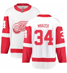 Men's Detroit Red Wings #34 Petr Mrazek Fanatics Branded White Away Breakaway NHL Jersey