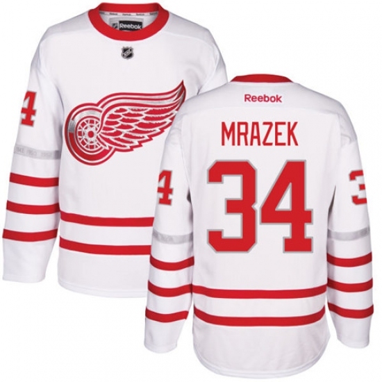 Men's Reebok Detroit Red Wings #34 Petr Mrazek Authentic White 2017 Centennial Classic NHL Jersey Men's Reebok Detroit Red Wings #34 Petr Mrazek Authentic White 2017 Centennial Classic NHL Jersey