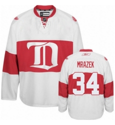 Men's Reebok Detroit Red Wings #34 Petr Mrazek Authentic White Third NHL Jersey