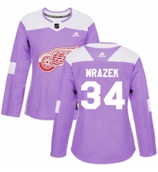 Women's Adidas Detroit Red Wings #34 Petr Mrazek Authentic Purple Fights Cancer Practice NHL Jersey