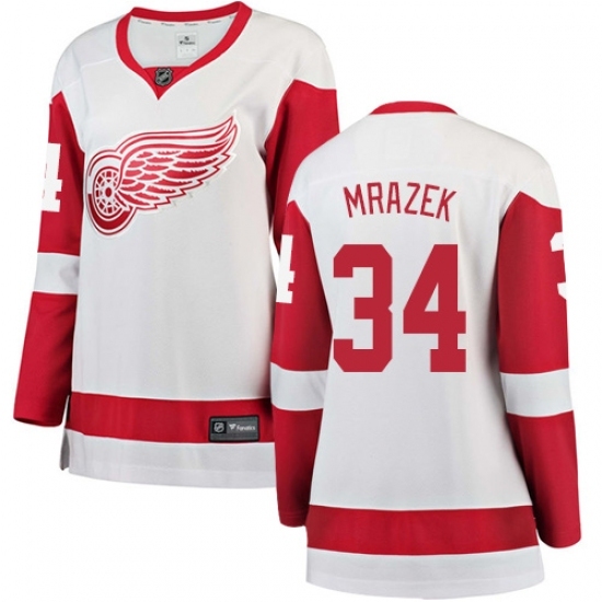 Women's Detroit Red Wings #34 Petr Mrazek Authentic White Away Fanatics Branded Breakaway NHL Jersey Women's Detroit Red Wings #34 Petr Mrazek Authentic White Away Fanatics Branded Breakaway NHL Jersey