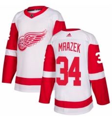 Youth Adidas Detroit Red Wings #34 Petr Mrazek Authentic White Away NHL Jersey
