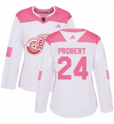 Women's Adidas Detroit Red Wings #24 Bob Probert Authentic White/Pink Fashion NHL Jersey