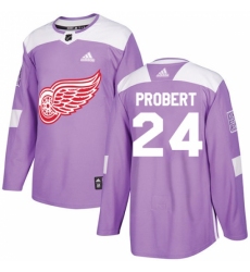 Youth Adidas Detroit Red Wings #24 Bob Probert Authentic Purple Fights Cancer Practice NHL Jersey