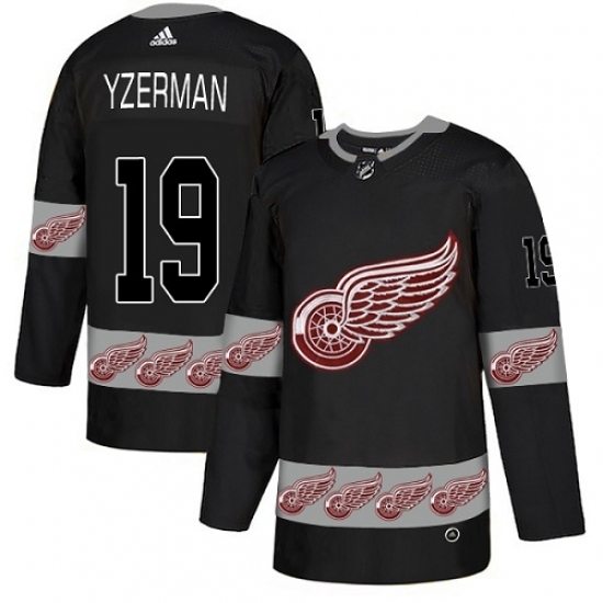 Men's Adidas Detroit Red Wings #19 Steve Yzerman Authentic Black Team Logo Fashion NHL Jersey Men's Adidas Detroit Red Wings #19 Steve Yzerman Authentic Black Team Logo Fashion NHL Jersey