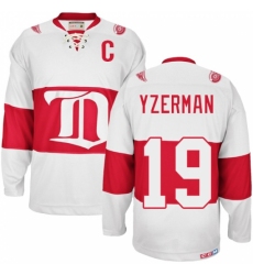 Men's CCM Detroit Red Wings #19 Steve Yzerman Authentic White Winter Classic Throwback NHL Jersey