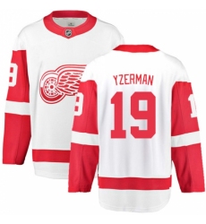 Youth Detroit Red Wings #19 Steve Yzerman Fanatics Branded White Away Breakaway NHL Jersey
