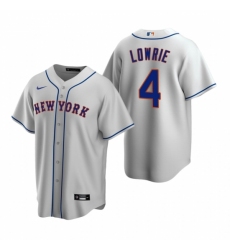 Men's Nike New York Mets #4 Jed Lowrie Gray Road Stitched Baseball Jersey