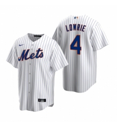 Men's Nike New York Mets #4 Jed Lowrie White 2020 Home Stitched Baseball Jersey