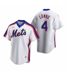 Men's Nike New York Mets #4 Jed Lowrie White Cooperstown Collection Home Stitched Baseball Jersey
