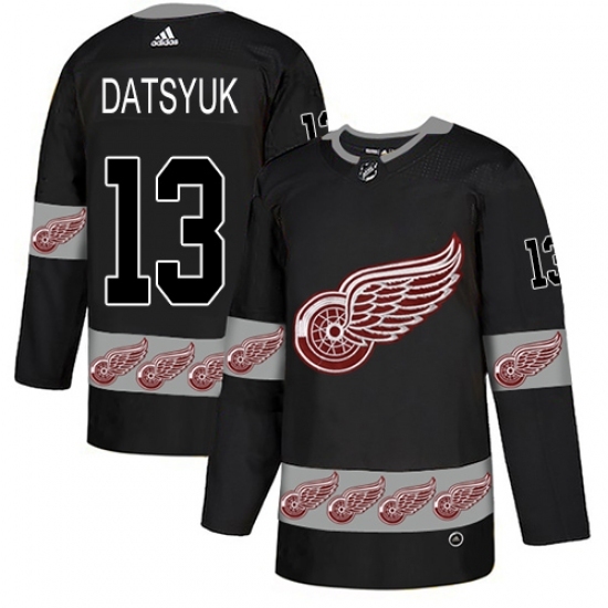Men's Adidas Detroit Red Wings #13 Pavel Datsyuk Authentic Black Team Logo Fashion NHL Jersey Men's Adidas Detroit Red Wings #13 Pavel Datsyuk Authentic Black Team Logo Fashion NHL Jersey