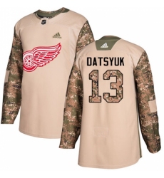 Men's Adidas Detroit Red Wings #13 Pavel Datsyuk Authentic Camo Veterans Day Practice NHL Jersey