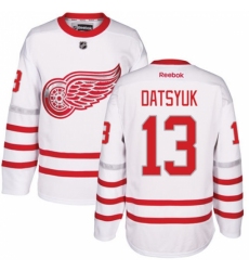 Men's Reebok Detroit Red Wings #13 Pavel Datsyuk Authentic White 2017 Centennial Classic NHL Jersey