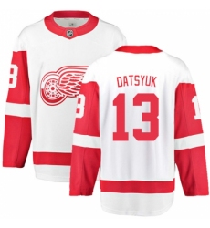 Youth Detroit Red Wings #13 Pavel Datsyuk Fanatics Branded White Away Breakaway NHL Jersey