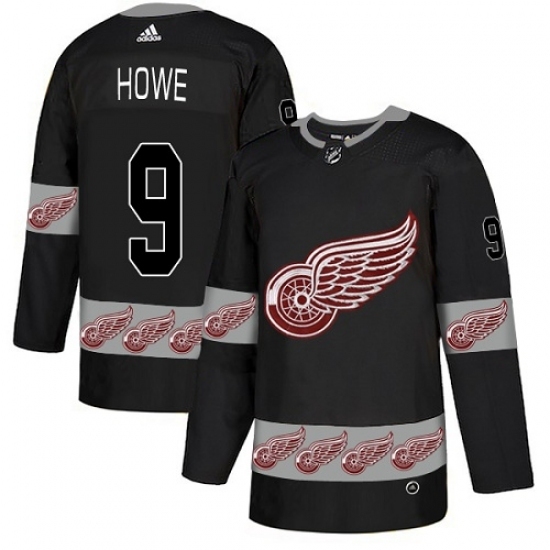 Men's Adidas Detroit Red Wings #9 Gordie Howe Authentic Black Team Logo Fashion NHL Jersey Men's Adidas Detroit Red Wings #9 Gordie Howe Authentic Black Team Logo Fashion NHL Jersey