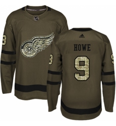 Men's Adidas Detroit Red Wings #9 Gordie Howe Authentic Green Salute to Service NHL Jersey