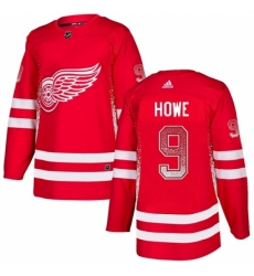 Men's Adidas Detroit Red Wings #9 Gordie Howe Authentic Red Drift Fashion NHL Jersey