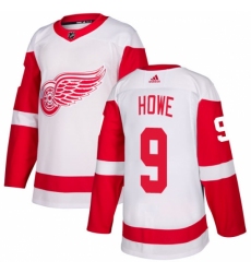 Men's Adidas Detroit Red Wings #9 Gordie Howe Authentic White Away NHL Jersey