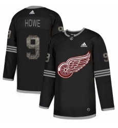 Men's Adidas Detroit Red Wings #9 Gordie Howe Black Authentic Classic Stitched NHL Jersey