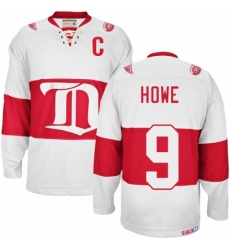 Men's CCM Detroit Red Wings #9 Gordie Howe Authentic White Winter Classic Throwback NHL Jersey