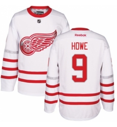 Men's Reebok Detroit Red Wings #9 Gordie Howe Authentic White 2017 Centennial Classic NHL Jersey