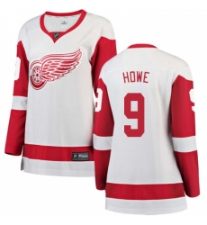 Women's Detroit Red Wings #9 Gordie Howe Authentic White Away Fanatics Branded Breakaway NHL Jersey