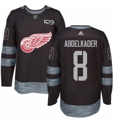 Men's Adidas Detroit Red Wings #8 Justin Abdelkader Authentic Black 1917-2017 100th Anniversary NHL Jersey