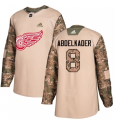 Men's Adidas Detroit Red Wings #8 Justin Abdelkader Authentic Camo Veterans Day Practice NHL Jersey