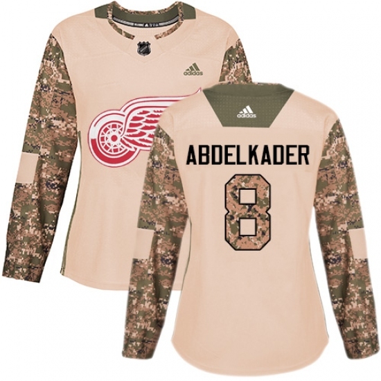 Women's Adidas Detroit Red Wings #8 Justin Abdelkader Authentic Camo Veterans Day Practice NHL Jersey Women's Adidas Detroit Red Wings #8 Justin Abdelkader Authentic Camo Veterans Day Practice NHL Jersey