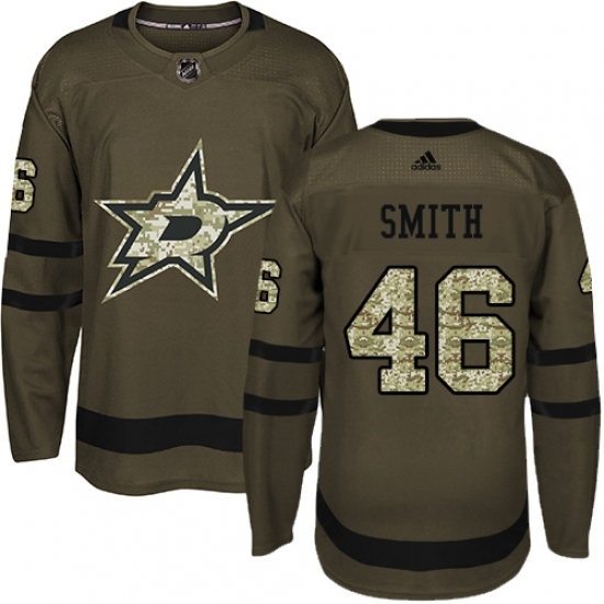 Men's Adidas Dallas Stars #46 Gemel Smith Authentic Green Salute to Service NHL Jersey Men's Adidas Dallas Stars #46 Gemel Smith Authentic Green Salute to Service NHL Jersey