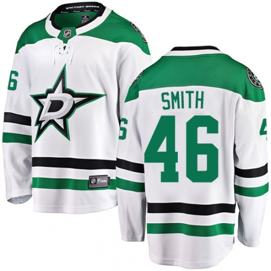 Men's Dallas Stars #46 Gemel Smith Authentic White Away Fanatics Branded Breakaway NHL Jersey Men's Dallas Stars #46 Gemel Smith Authentic White Away Fanatics Branded Breakaway NHL Jersey