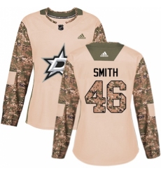 Women's Adidas Dallas Stars #46 Gemel Smith Authentic Camo Veterans Day Practice NHL Jersey