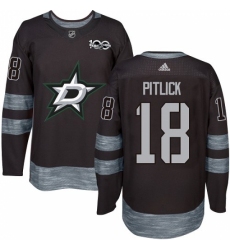 Men's Adidas Dallas Stars #18 Tyler Pitlick Authentic Black 1917-2017 100th Anniversary NHL Jersey