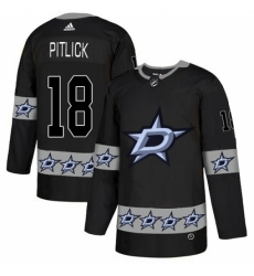 Men's Adidas Dallas Stars #18 Tyler Pitlick Authentic Black Team Logo Fashion NHL Jersey