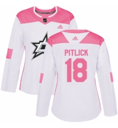 Women's Adidas Dallas Stars #18 Tyler Pitlick Authentic White/Pink Fashion NHL Jersey