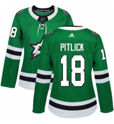 Women's Adidas Dallas Stars #18 Tyler Pitlick Premier Green Home NHL Jersey