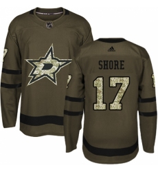 Men's Adidas Dallas Stars #17 Devin Shore Authentic Green Salute to Service NHL Jersey