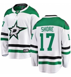 Men's Dallas Stars #17 Devin Shore Authentic White Away Fanatics Branded Breakaway NHL Jersey