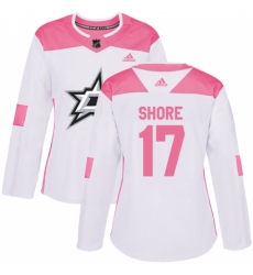 Women's Adidas Dallas Stars #17 Devin Shore Authentic White/Pink Fashion NHL Jersey