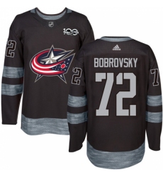 Men's Adidas Columbus Blue Jackets #72 Sergei Bobrovsky Authentic Black 1917-2017 100th Anniversary NHL Jersey