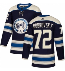 Men's Adidas Columbus Blue Jackets #72 Sergei Bobrovsky Authentic Navy Blue Alternate NHL Jersey