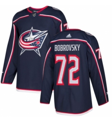 Men's Adidas Columbus Blue Jackets #72 Sergei Bobrovsky Authentic Navy Blue Home NHL Jersey