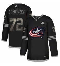 Men's Adidas Columbus Blue Jackets #72 Sergei Bobrovsky Black Authentic Classic Stitched NHL Jersey