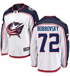 Men's Columbus Blue Jackets #72 Sergei Bobrovsky Fanatics Branded White Away Breakaway NHL Jersey