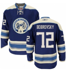 Men's Reebok Columbus Blue Jackets #72 Sergei Bobrovsky Authentic Navy Blue Third NHL Jersey