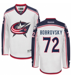 Men's Reebok Columbus Blue Jackets #72 Sergei Bobrovsky Authentic White Away NHL Jersey