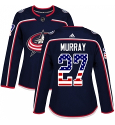 Women's Adidas Columbus Blue Jackets #27 Ryan Murray Authentic Navy Blue USA Flag Fashion NHL Jersey