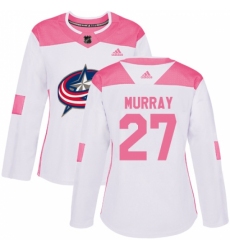 Women's Adidas Columbus Blue Jackets #27 Ryan Murray Authentic White/Pink Fashion NHL Jersey
